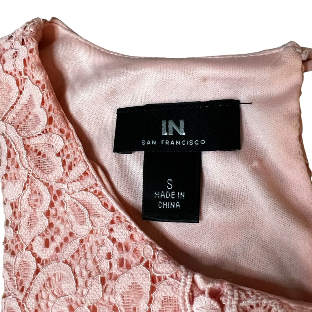 I.N. San Francisco A-Line Light Pink Floral Lace Short Dress Size Small - Picture 7 of 8